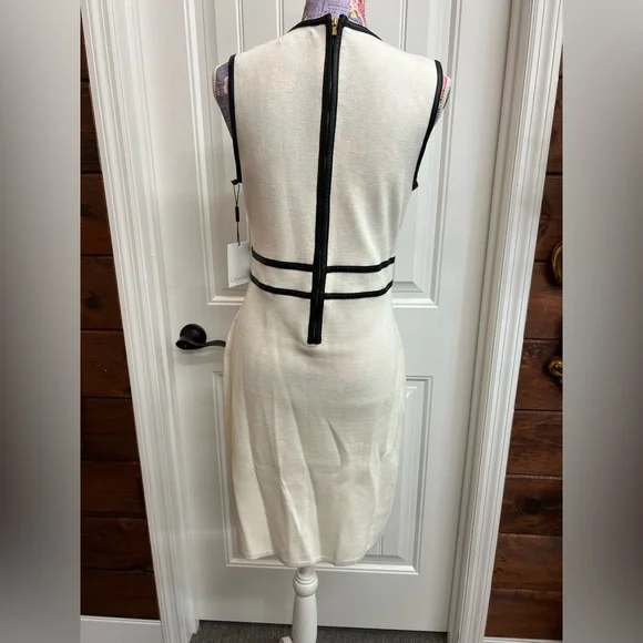 Calvin Klein White Sweater Dress with Leather Accents- NWT! - Picture 5 of 5